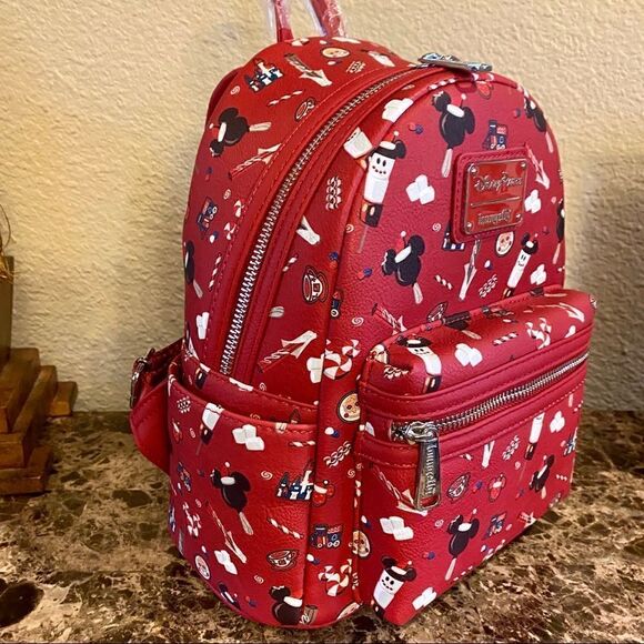 Mickey & Friends Holiday Loungefly Mini Backpack Sweet Treats Snacks NWT main image 4